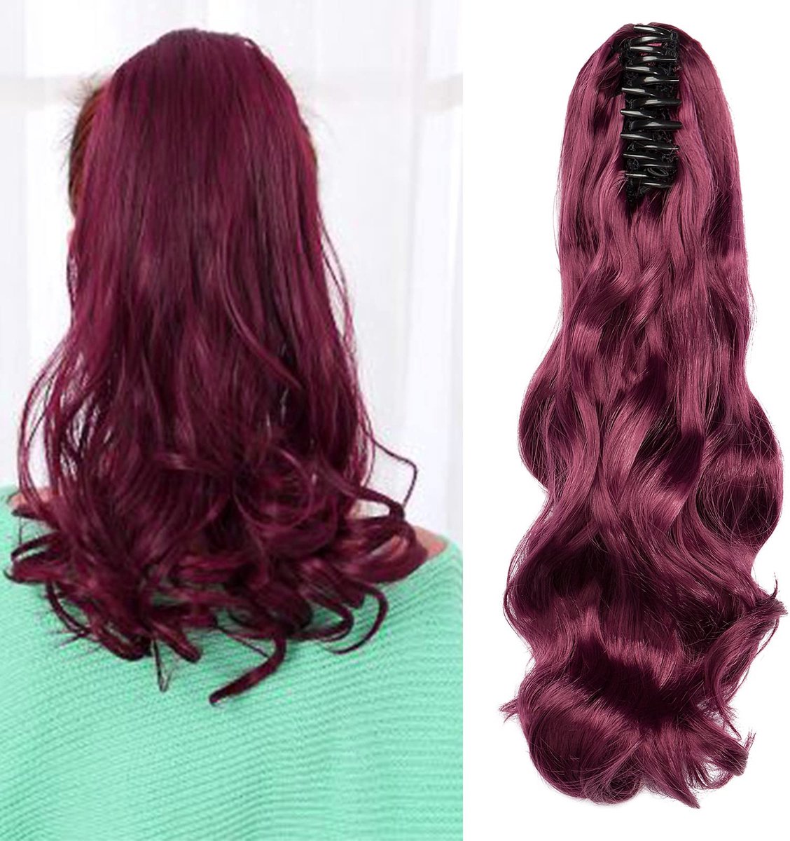 Cybelleza Clip in Paardenstaart Extensions Vlecht Haardeel Klauw Paardenstaart Haarverlenging zoals echt haar Golvend - ShopVlot