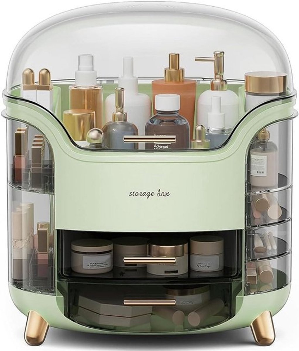 Make-uporganizer met Deksel - Waterdichte Badkameropslag voor Cosmetica en Huidverzorging - 9 Vakken - Draagbaar en Transparant - ABS Materiaal