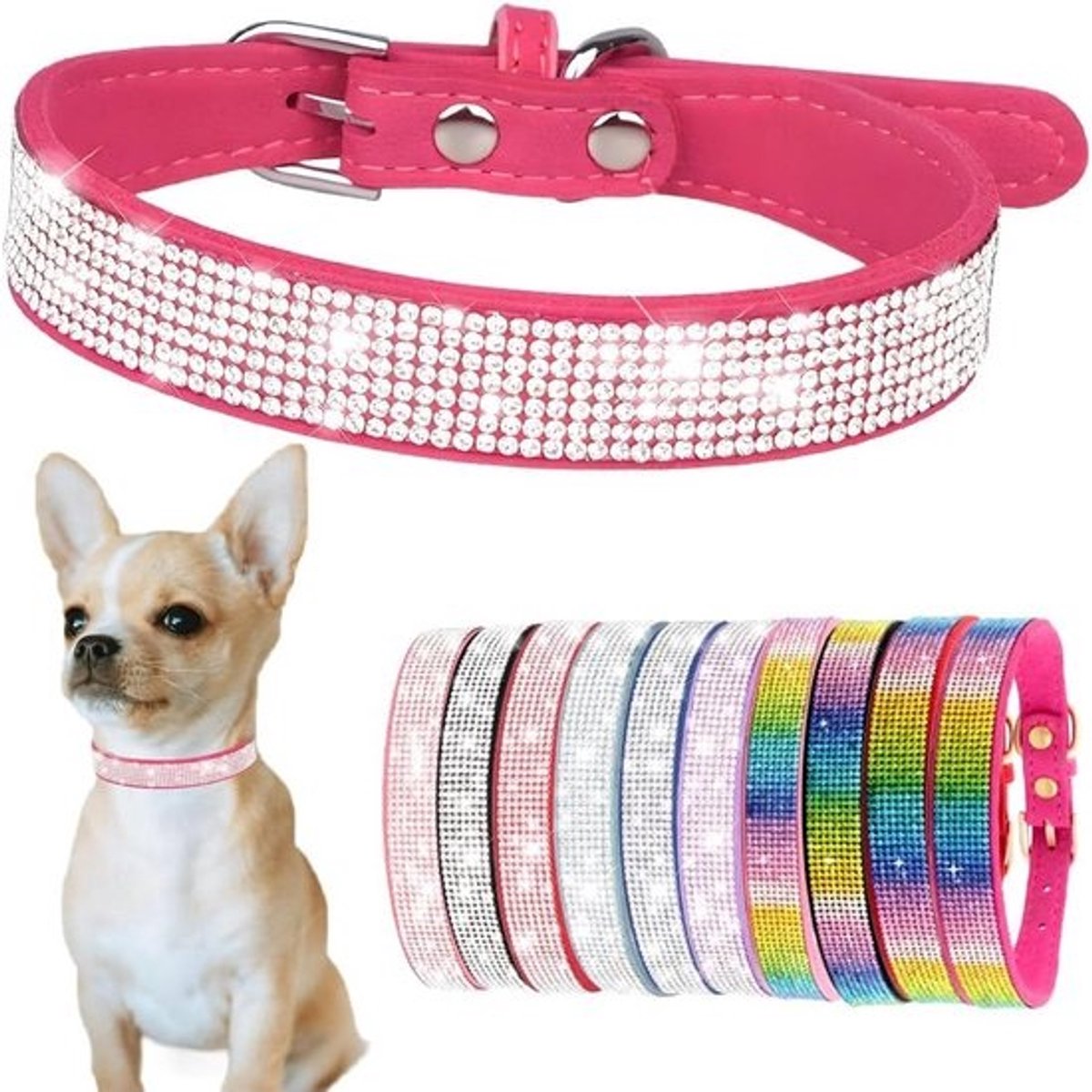 Luxe Strass Hondenhalsband voor Kleine en Middelgrote Honden en Katten - Glinsterend Diamant Puppy Halsband