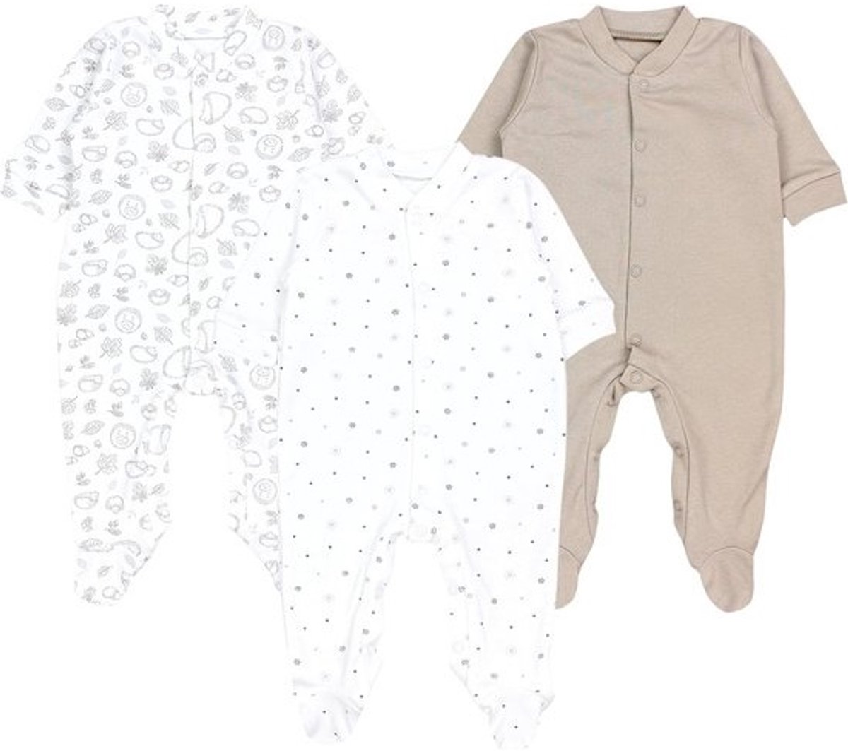 Babypakjes Jongens Pyjama Romper met Voetjes 3-Pack Katoen