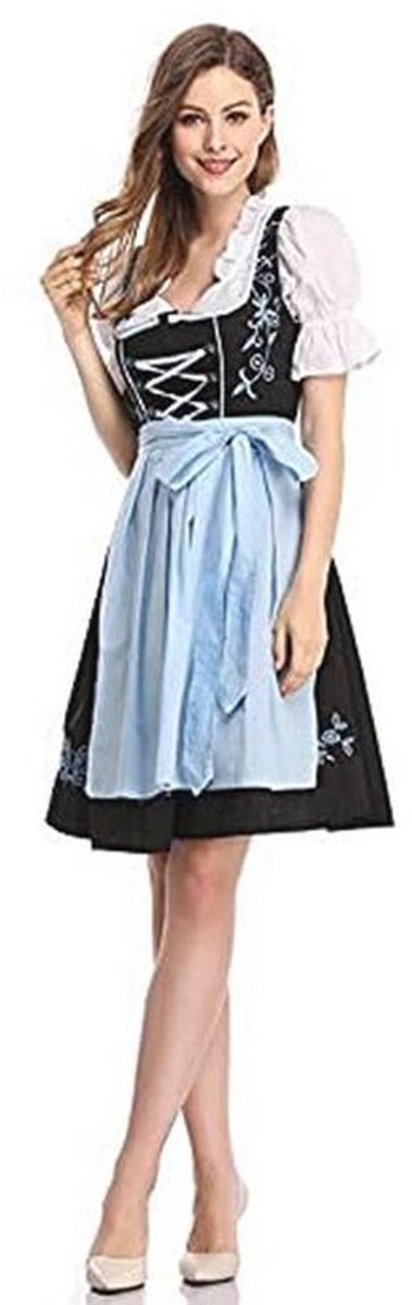 Oktoberfest Costumes for Women, German Dirndl Dress, 3-Piece Bavarian Costume Costume Traditional Oktoberfest Outfits, Beer Girl Chequered Apron, Carnival, Halloween, Cosplay,