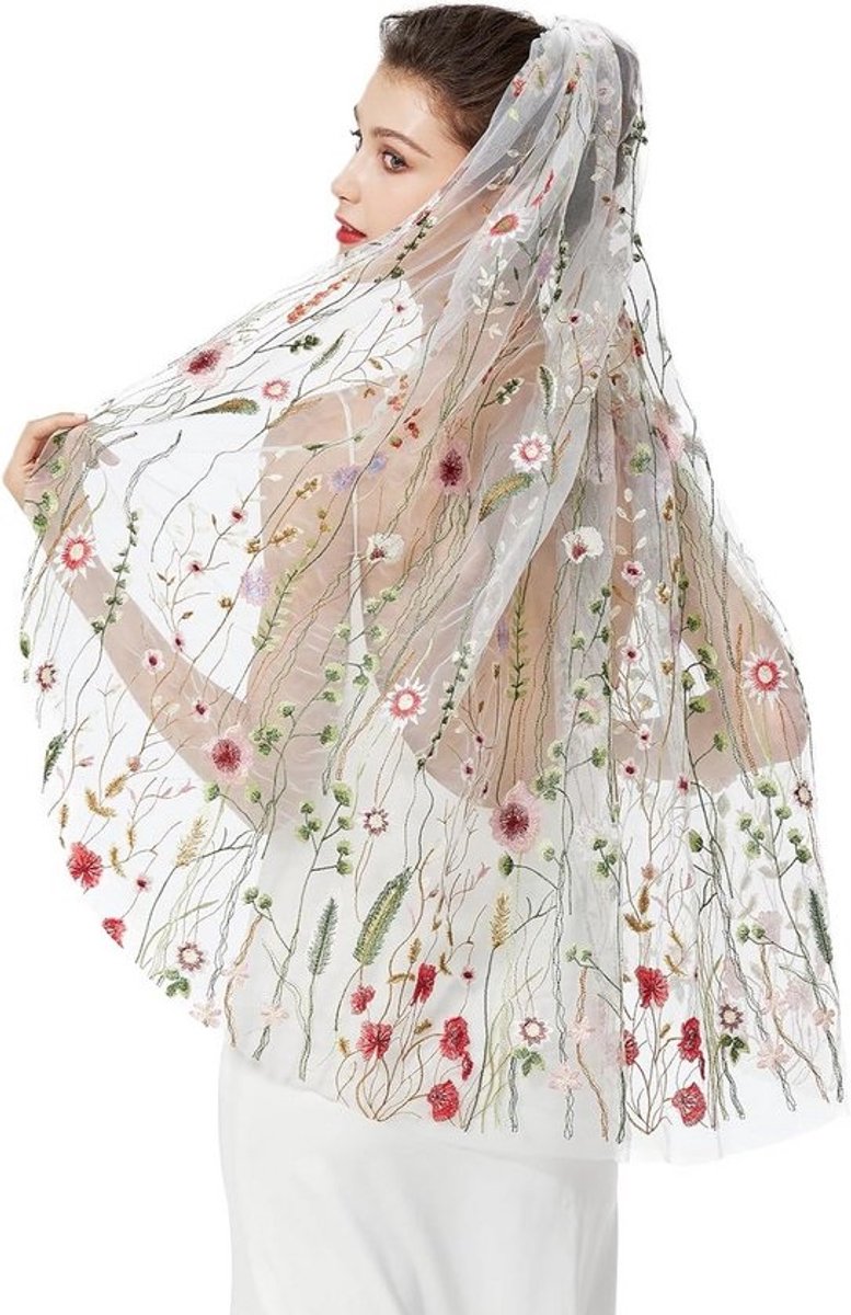 Lace Mantilla Bruidsveil met Metalen Kam voor Bruiloften en Verjaardagsfeesten