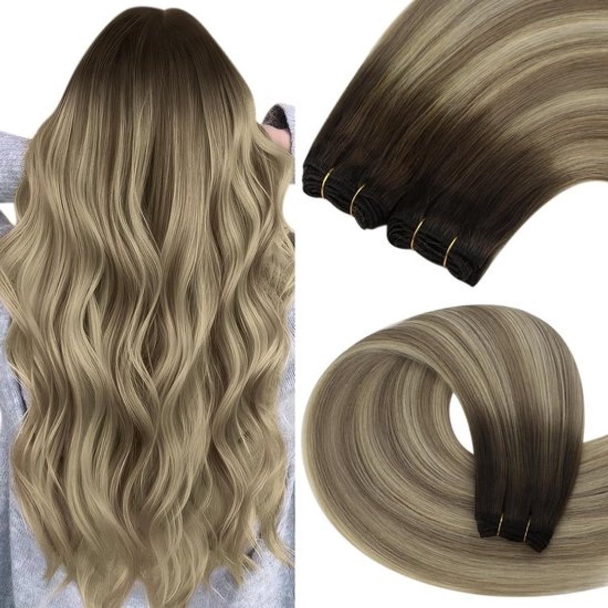 Weave Haarextensies van Remy Echt Haar Balayage 35 cm Glad Dames