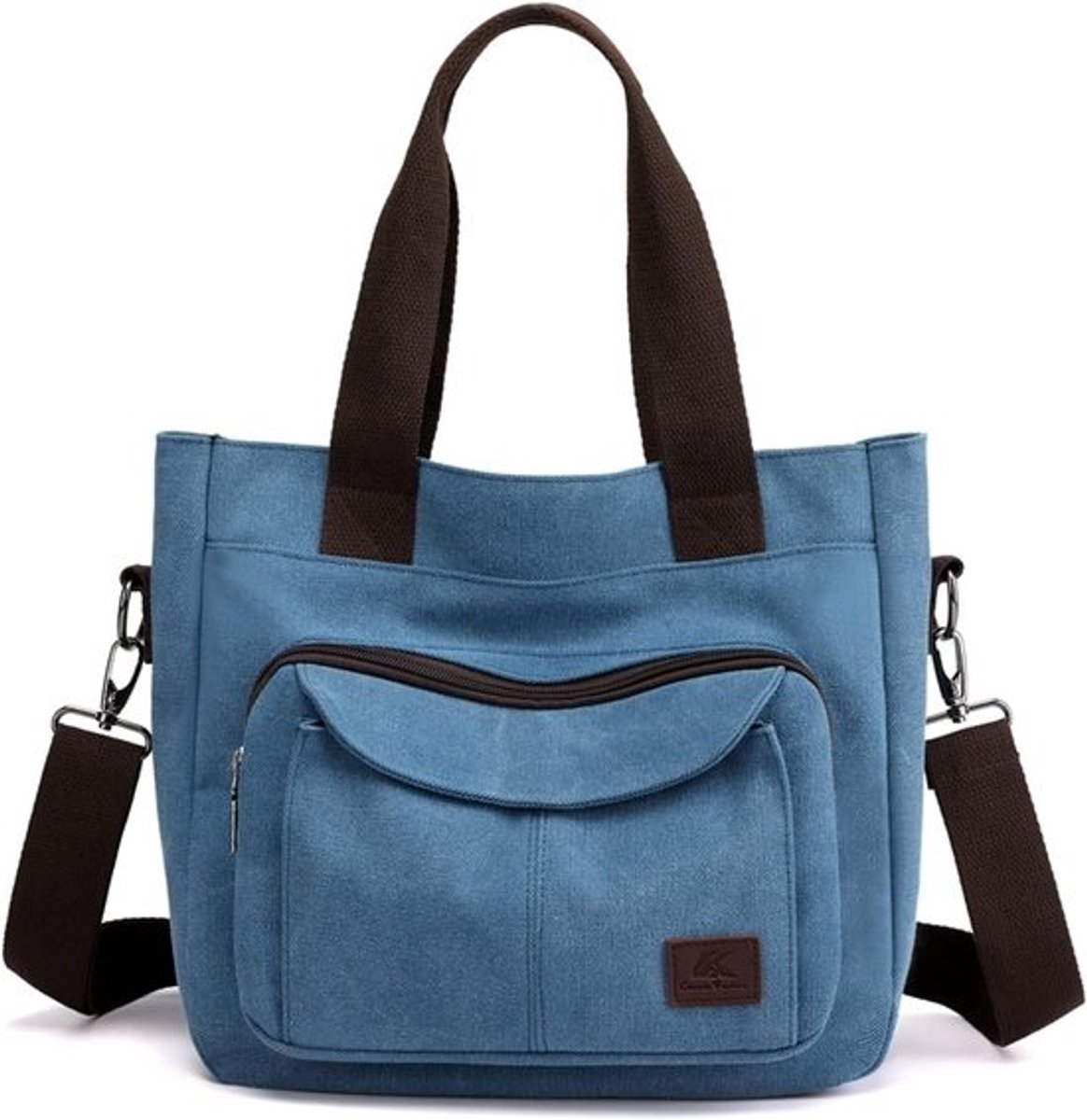 Dames Tote Purse Canvas Schoudertas met Multi-Zakken - Top Handle Werktassen