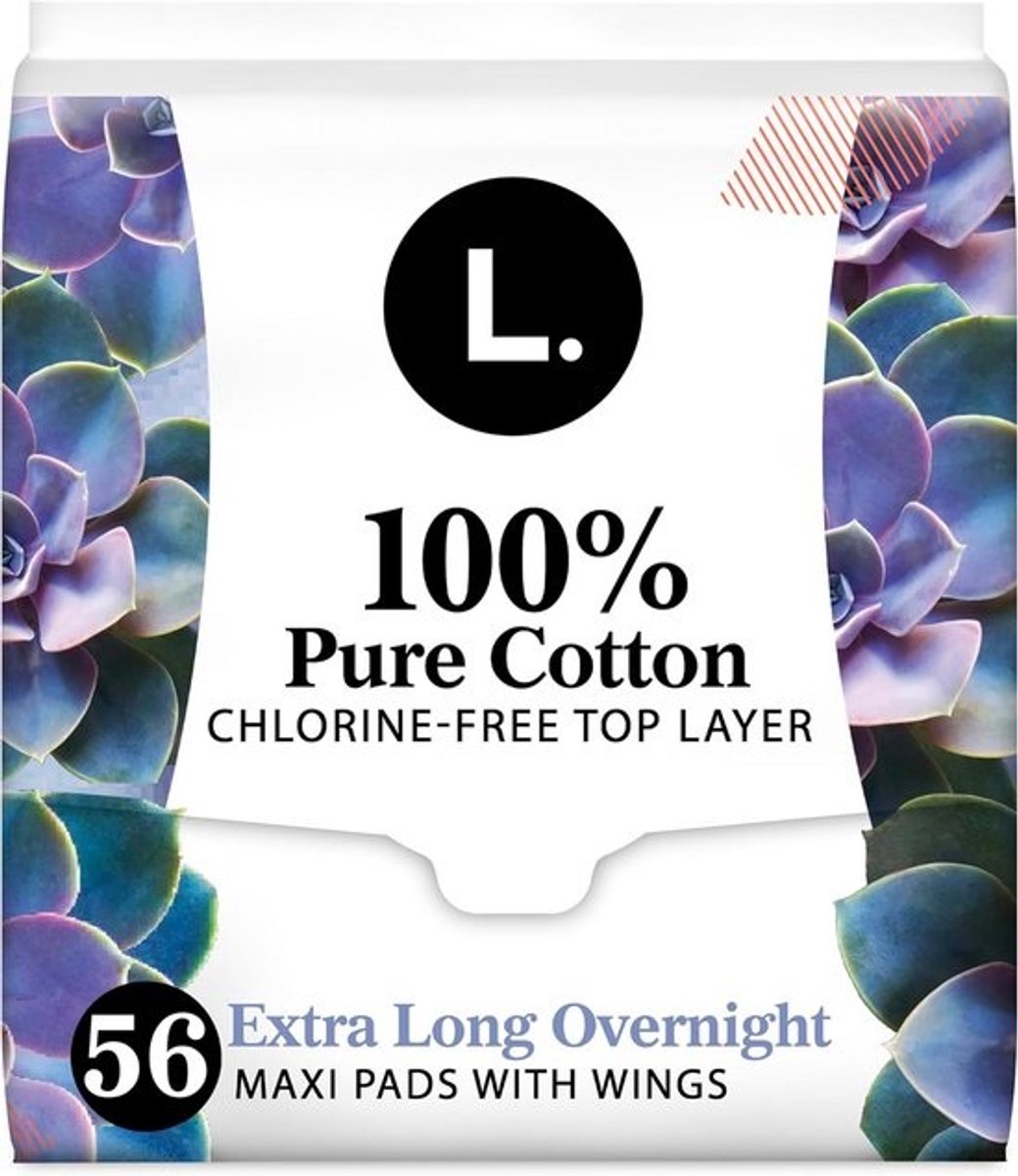 Biologisch Katoen Maandverband - Extra Lange Pads - Menstruatie Zorg - Vrij van Chloorbleken - 56 stuks - Wit