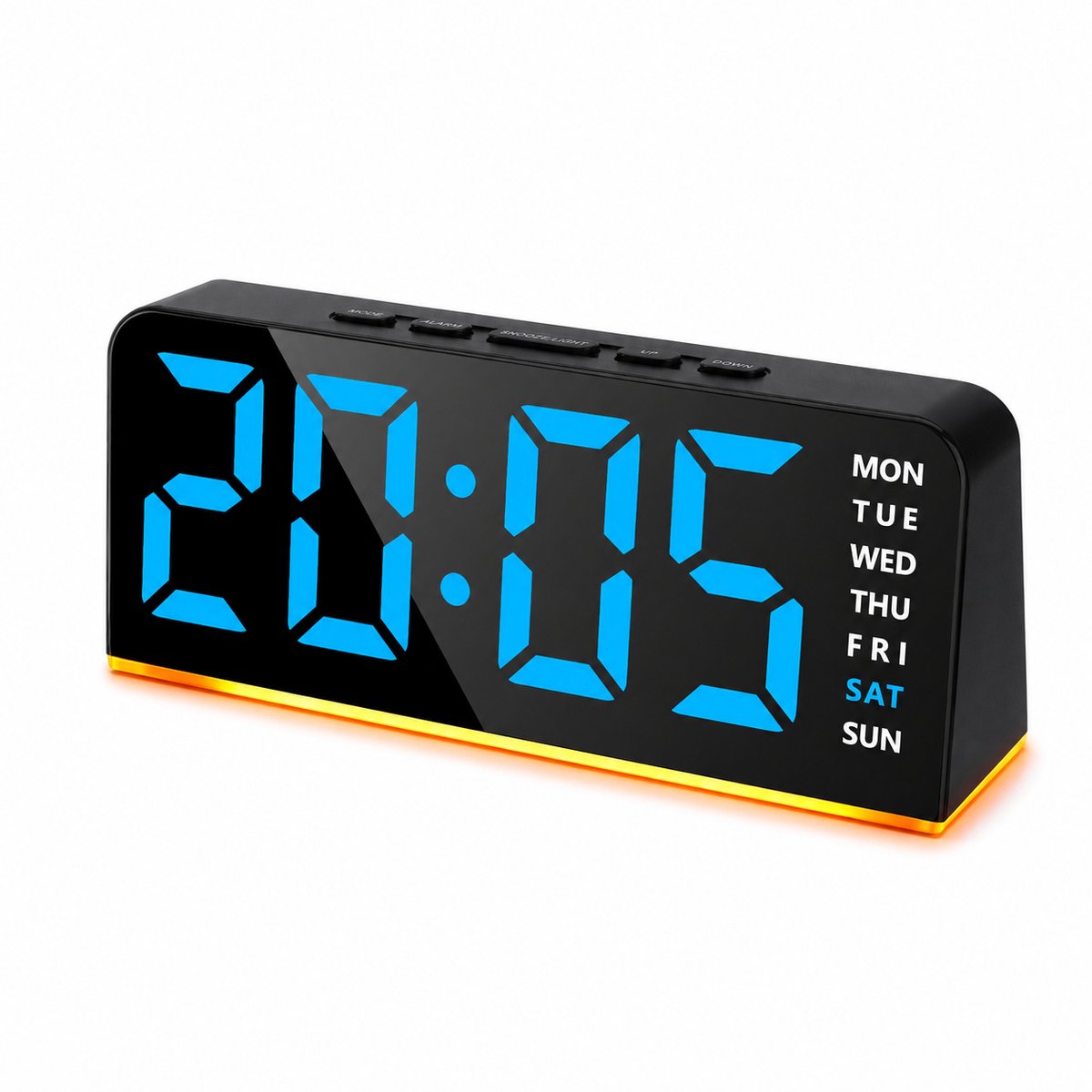 Bobypet Klok - LED digitale wekker met nachtlampje - Grote cijfers - Snooze functie - Dubbele alarmfunctie - Weekweergave - Instelbare helderheid - 12/24-uurs - Voor nachtkastje, slaapkamer, kantoor - Blauw
