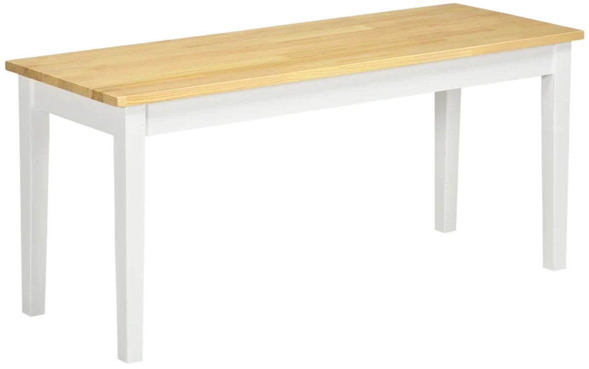 Bankje - Houten Bank - 2-zitsbank - Massief Hout - Gelakt - Naturel En Wit