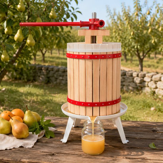 Fruitpers met obstmolen - 7L molen en 12L houten pers — afbeelding 5