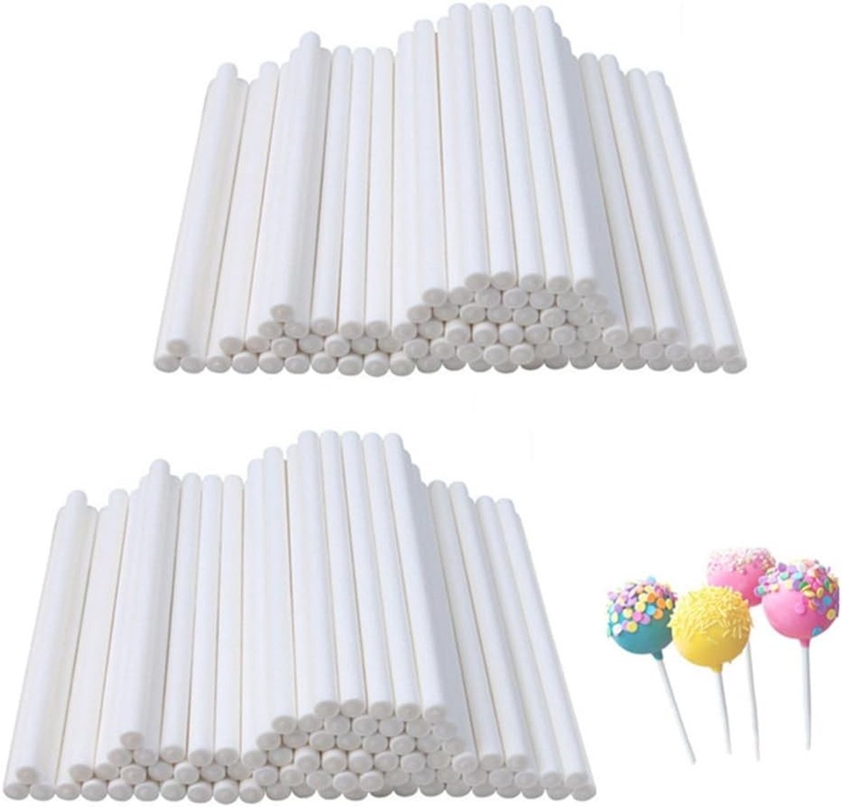 200 Stuks Cake Pop Sticks van 15 cm - Witte Papieren Stokken voor Lollies, Chocolade en Desserts