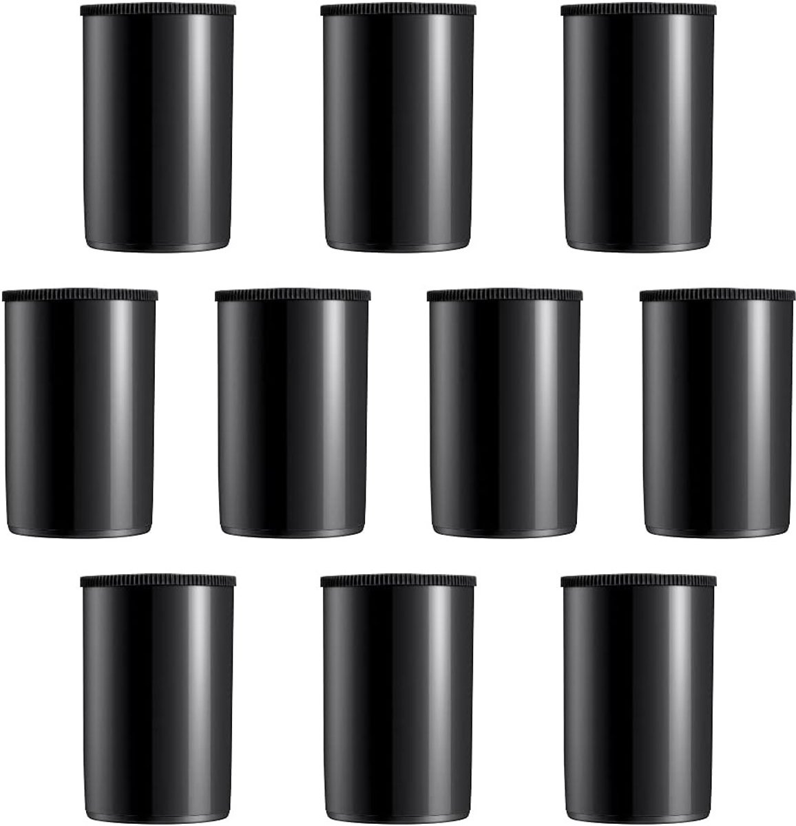 Set van 10 Cilindervormige Fotofilmdozen voor Plastic Camera's, 35 mm, Ideaal voor Geocaching en Kleine Opslagoplossingen, Zwart