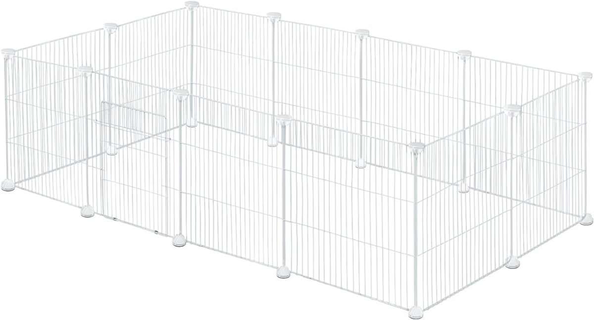 Lìon® Konijnenhok - Konijnenhok Binnen - Konijnenren - Wit - 142cm x 72cm x 36cm