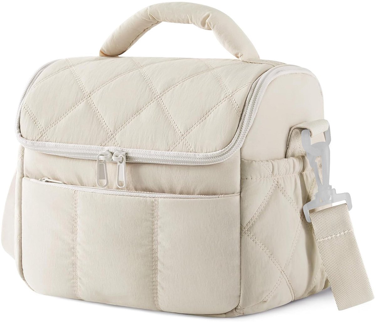 Geïsoleerde lunchtas – Een draagbare lunchbox, een herbruikbare geïsoleerde/gekoelde tas, geschikt voor werk, school, picknicks of reizen-Beige