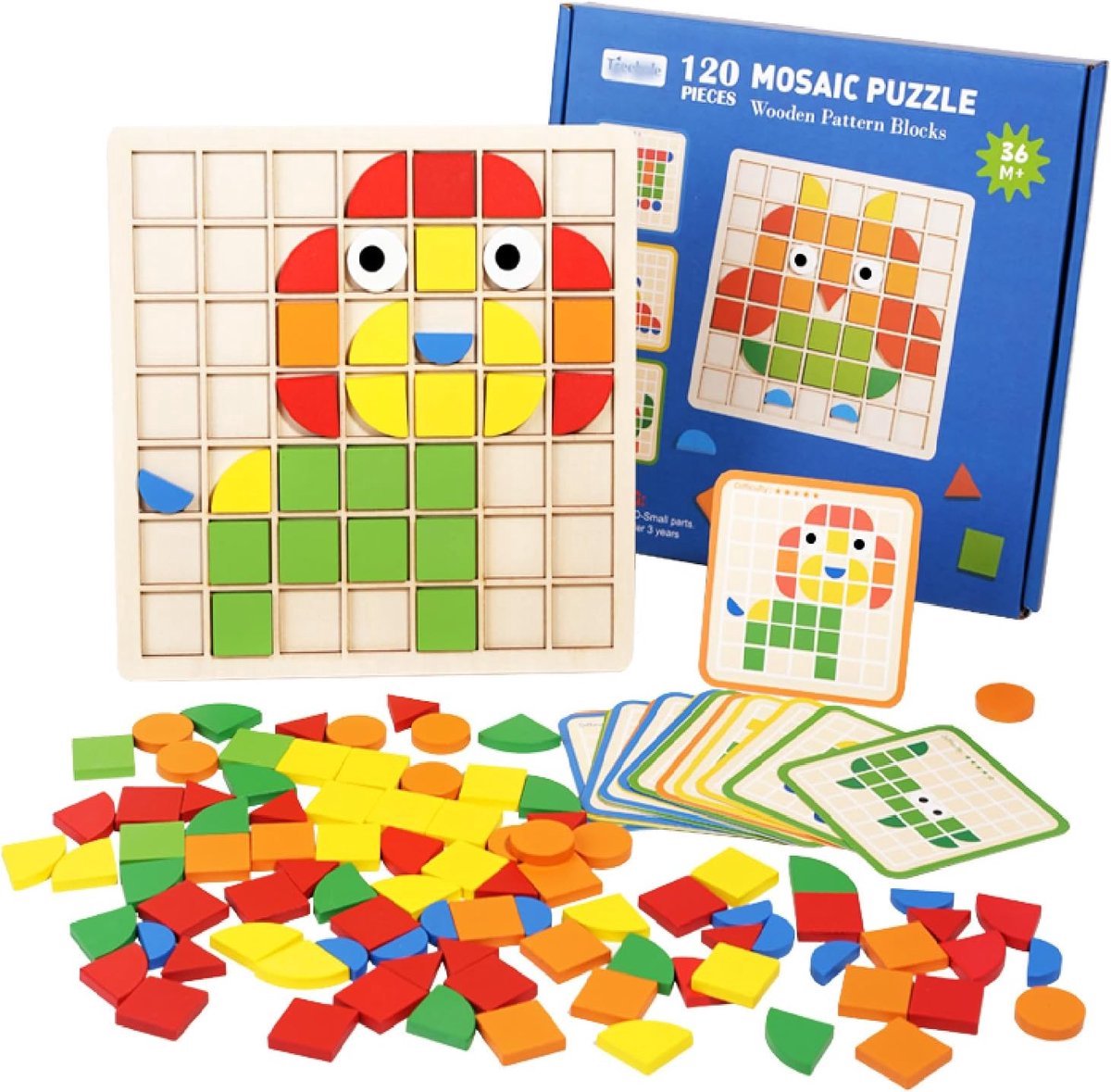 casalora - Mozaïek houten puzzel - Houten Montessori Inlegpuzzel - Houten puzzel van 120 stukjes voor kinderen - Educatief Speelgoed - Leuker speelgoed dan Lego - Geschikt voor jongens en meisjes