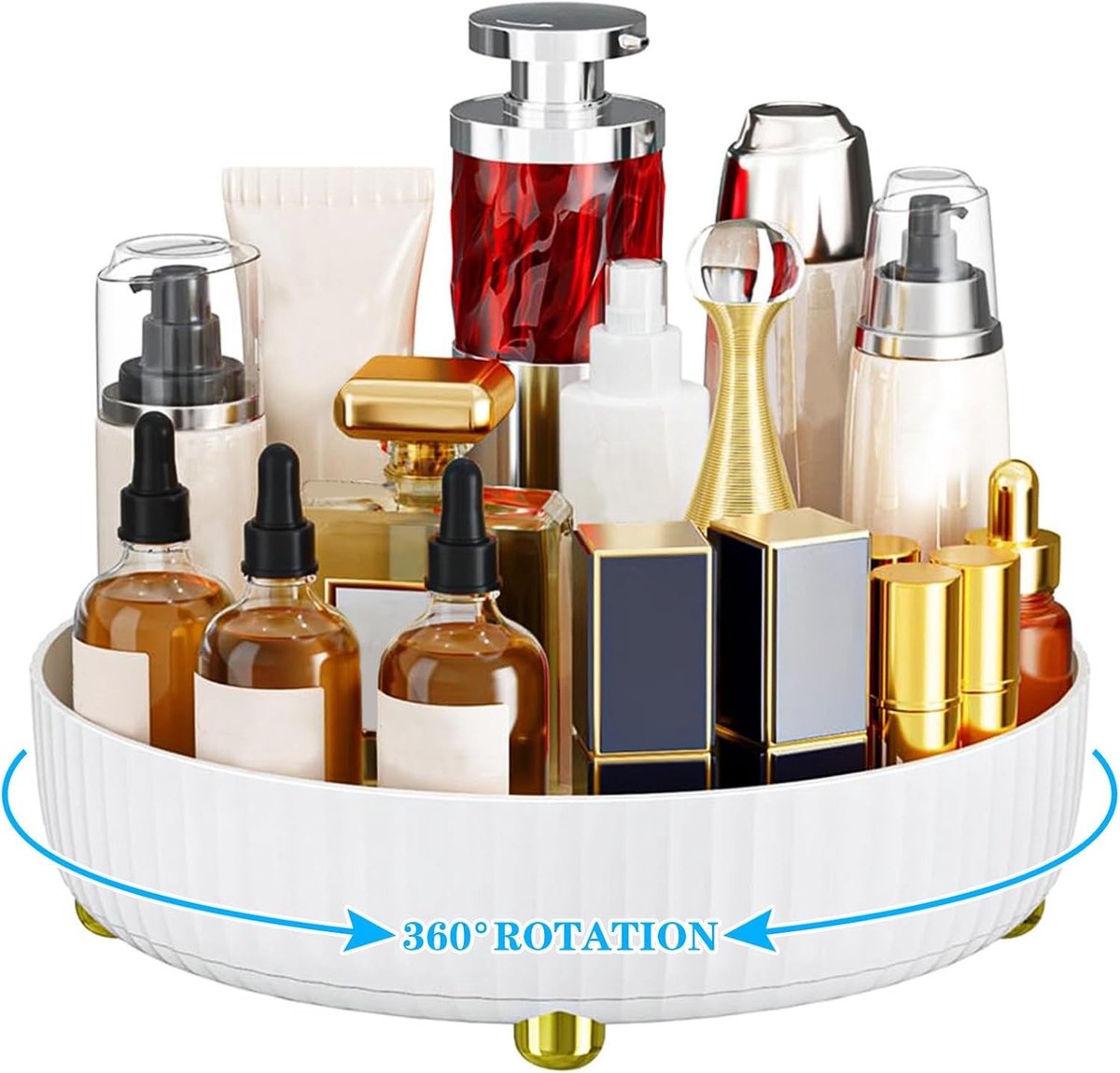 360 Graden Draaiende Makeup Organizer voor Cosmetica, Dresser en Badkamer - Perfect voor Skincare en Make-up Accessoires, Wit