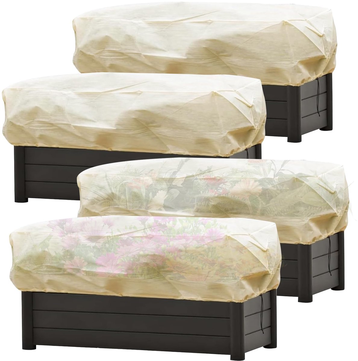 Winterhoes - 80 g/m² - Voor bloembakken - 4 stuks - 150 x 45 x 40 cm