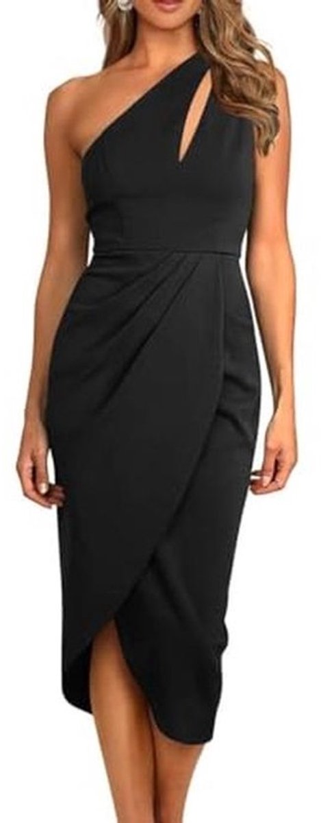 One shoulder zomerjurk voor dames - mouwloos en sexy partyjurk met split