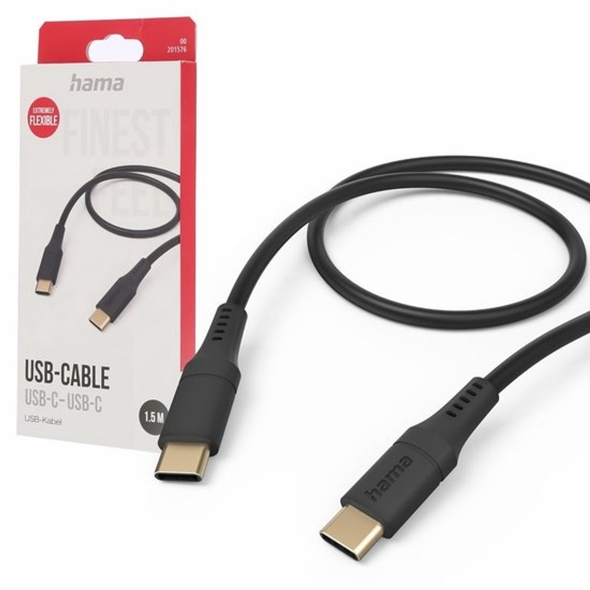 Flexibele USB C Oplaadkabel - 2.0 C Stekker, 480 Mbit/s, 3A, 1,5 m