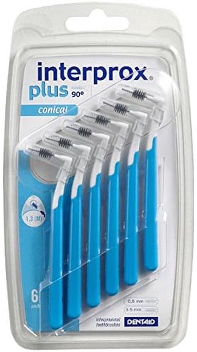 Interprox Plus Interdentale Borstels, Blauw, Conisch, 12 Verpakkingen van 6 Stuks