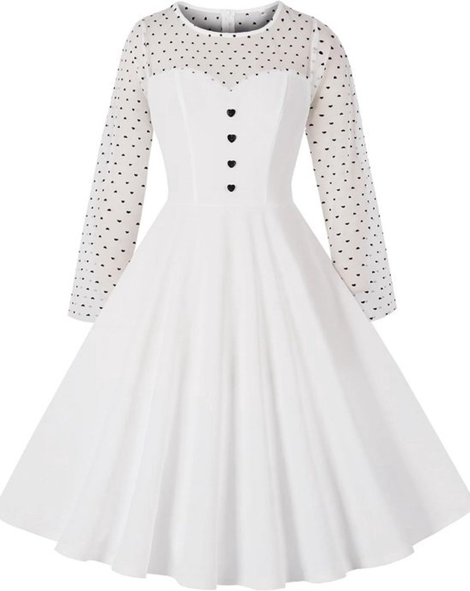 Dames Vintage A-lijn Jurk Jaren 50 Stijl Hartpatroon Zomerfeestjurk