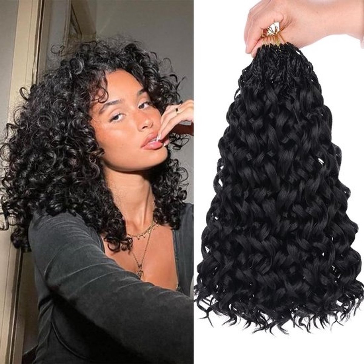 Kort Krullend Gehaakt Haar Synthetisch 35 cm Voorgeweven Beach Haar