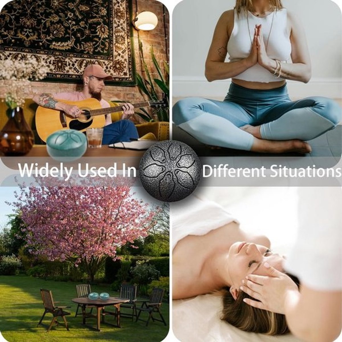 Steel Tongue Drum - Waterproof Tongue Drum for Meditation, Yoga, and Music Performance, 7.5 cm, 6 Notes - Lake Blue