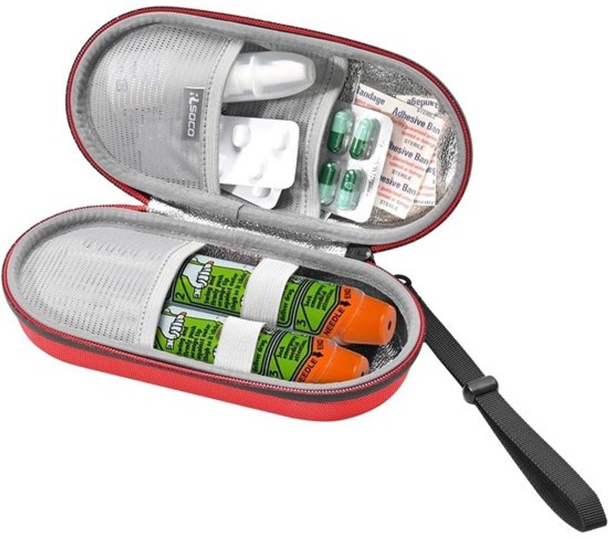 Case Hoes voor EpiPen Trainer, Auvi-Q en Astma Inhalator - Reisorganisator voor Allergie en Insulinepen - Rood