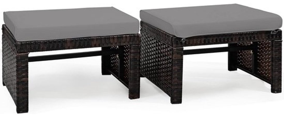 Weerbestendige Ottomaanse Voetenbank Set van 2 met Comfortabel Kussen - Perfect voor Tuin en Terras