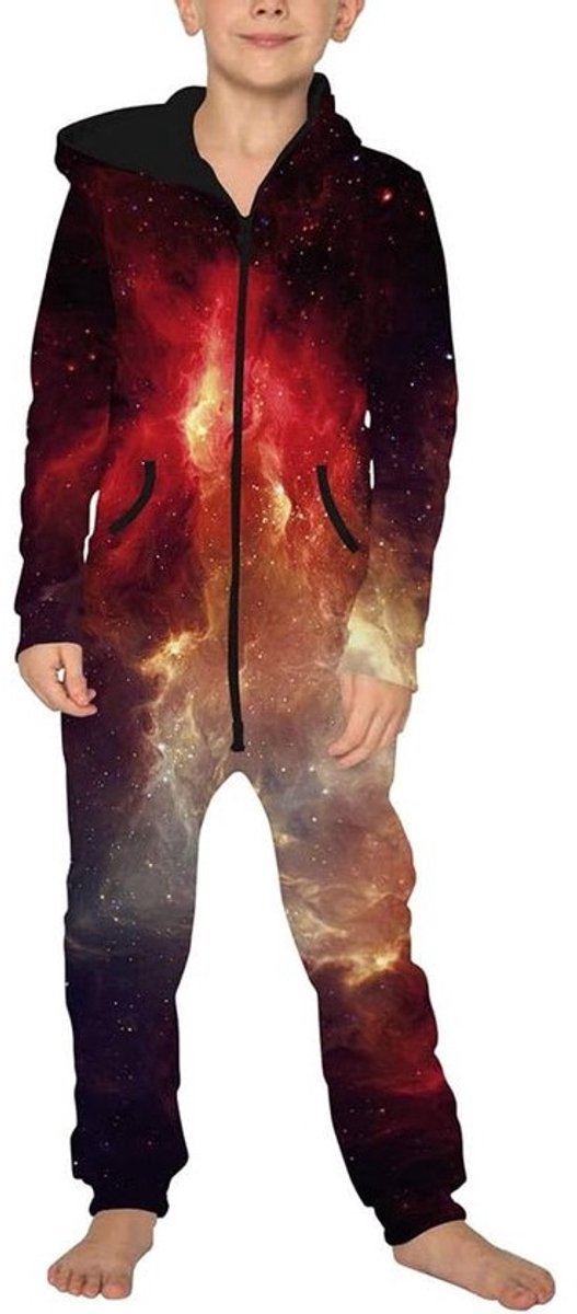 Unisex Onesie met Capuchon voor Kinderen en Volwassenen - Sterrenhemel Print Pyjama