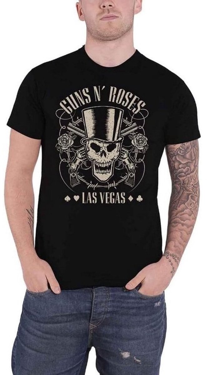 Skull & Pistols Las Vegas T-Shirt met Top Hat – Hoge Kwaliteit Band T-Shirt