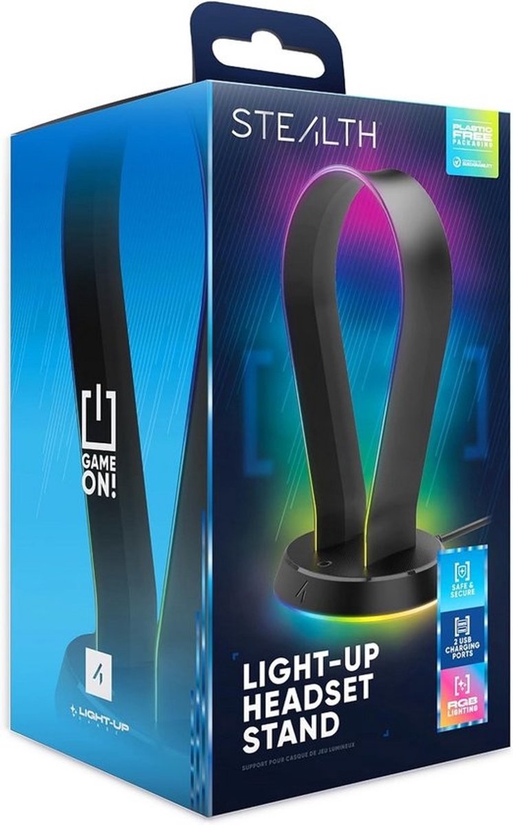 Gamingstandaard voor headsets met RGB-verlichting en USB-poorten