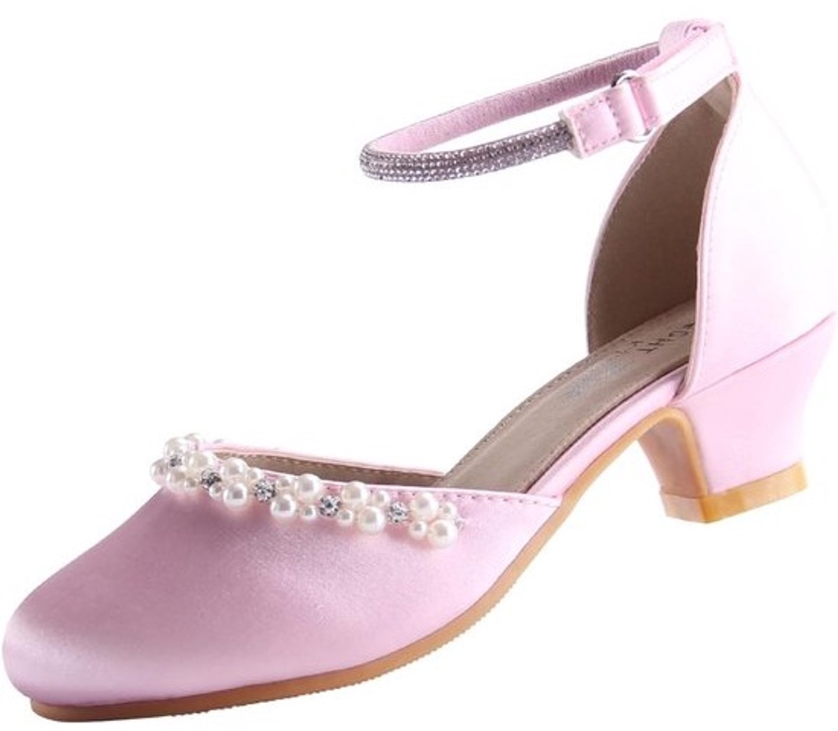Meisjes Hoge Hakken Glanzend Zijde Parelmoeren Pumps Bruiloft Feestelijke Schoenen
