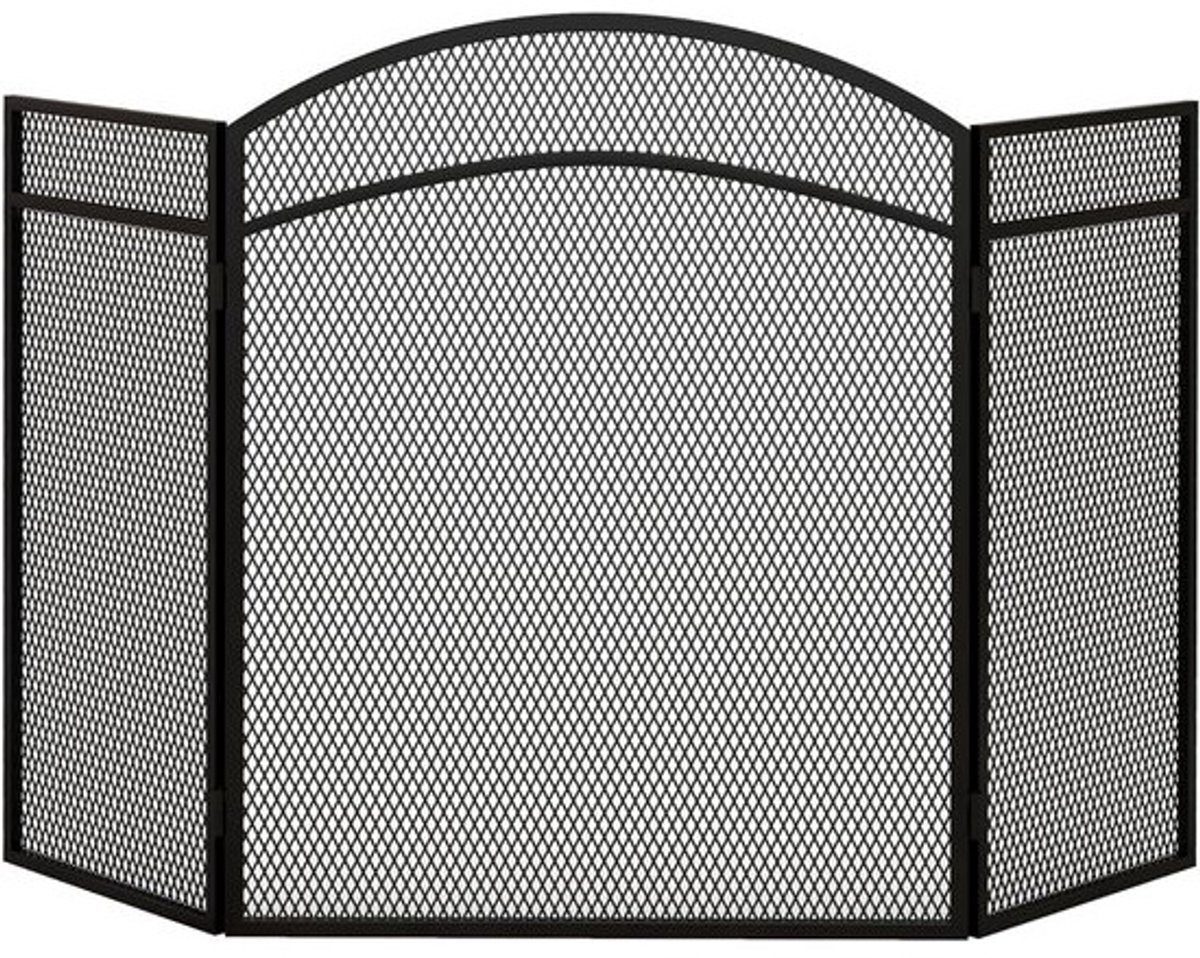 Veiligheidsscherm Haardvuur 3 Panelen Opvouwbaar Metalen Funkenschutzgitter Zwart