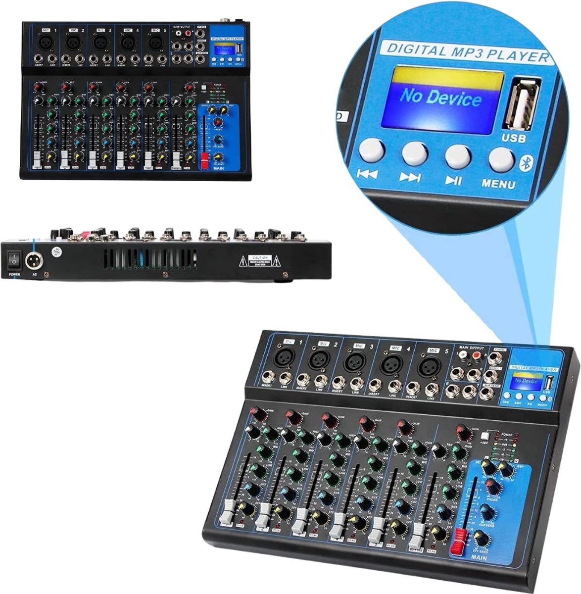 CRLYN® Audiomixer - DJ Mengpaneel - Muziek Maken - Zwart