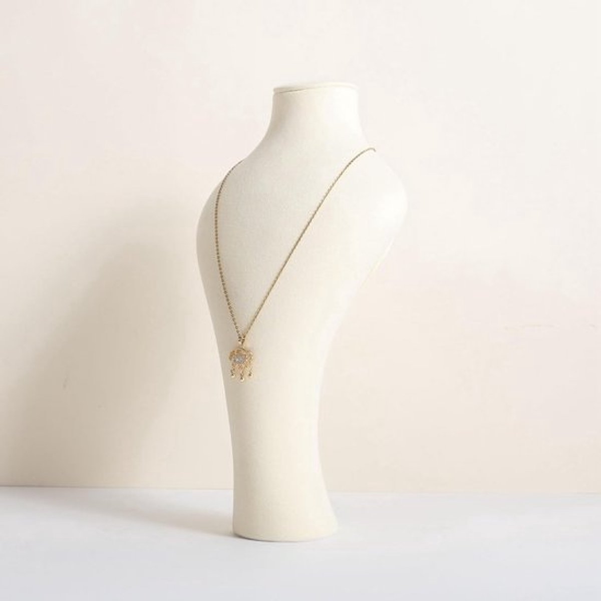 Fluwelen Ketting Opbergstandaard Beige - Sieraden Display Buste voor Halskettingen
