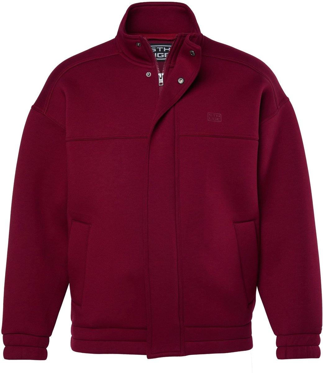 STHUGE - Heren - scuba oversized opstaande kraag ritssluiting tot maat 8 XL - Donker kersenrood - Maat L