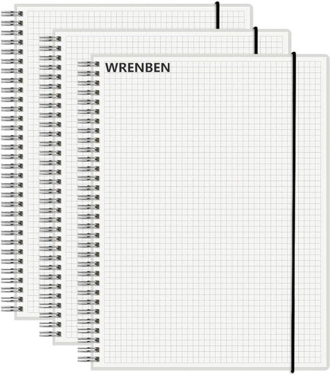Spiraalvormig notitieboek A4 met grafiekpapier en waterdichte hoes