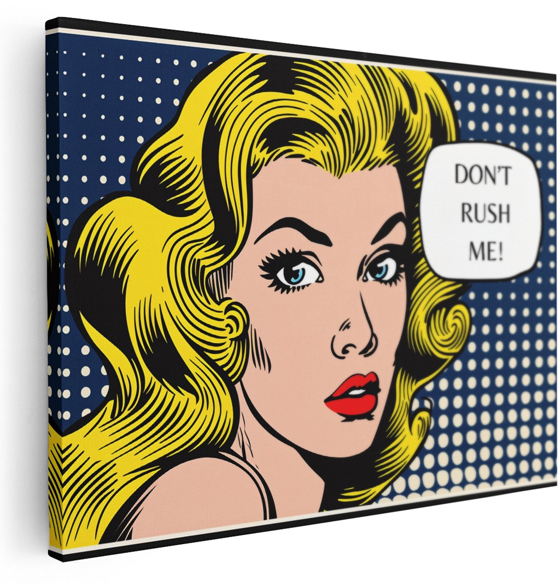 Artaza Canvas Schilderij Vrouw - 160x120 cm - Groot - Pop Art Wanddecoratie - Muurdecoratie Comic Tekst - Decoratie Retro - Kamer Accessoires