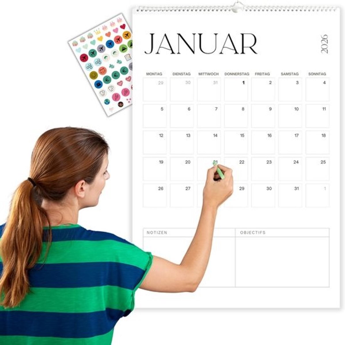 Grote Wandkalender 2026 (43x62 cm) – Planner van Nov 2025 t/m Dec 2026 met Veel Schrijfruimte
