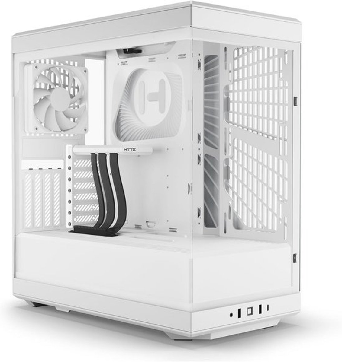 Moderne panoramische mid-tower ATX gaming case met gehard glas en PCIE 4.0 Riser kabel - Sneeuwwit