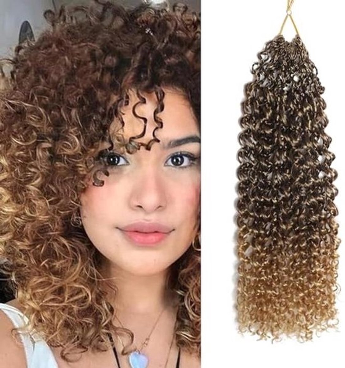 Pre Looped Micro Kinky Curly Crochet Haar 12 Inch - 8 Packs
