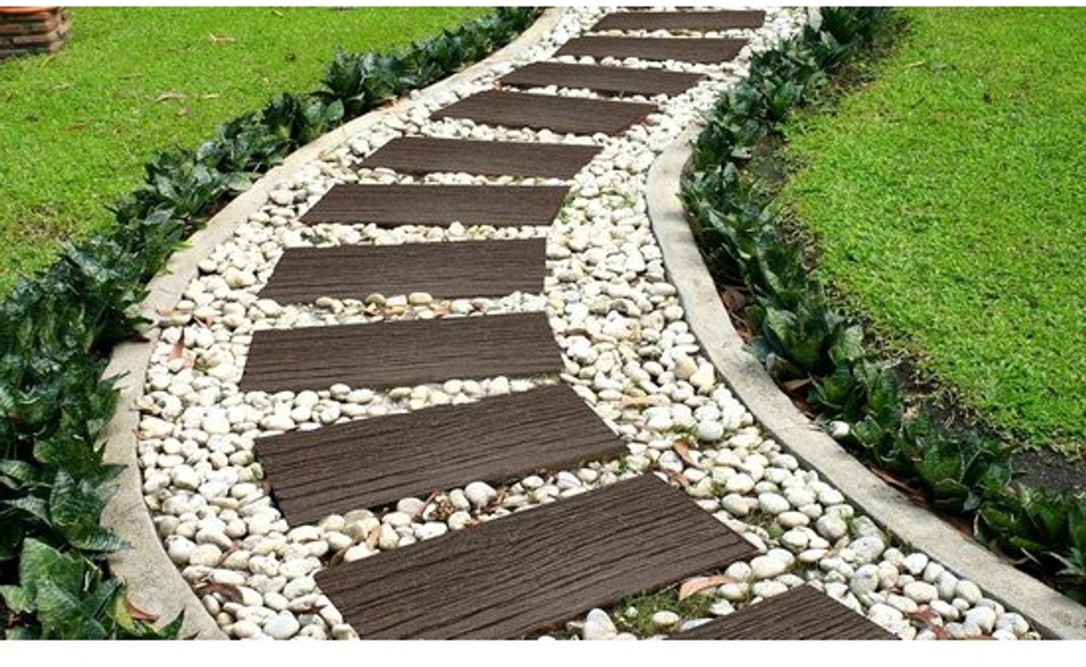 Tuinpad Stevige Hout-Effect Opstapsteen voor Buitenpaden