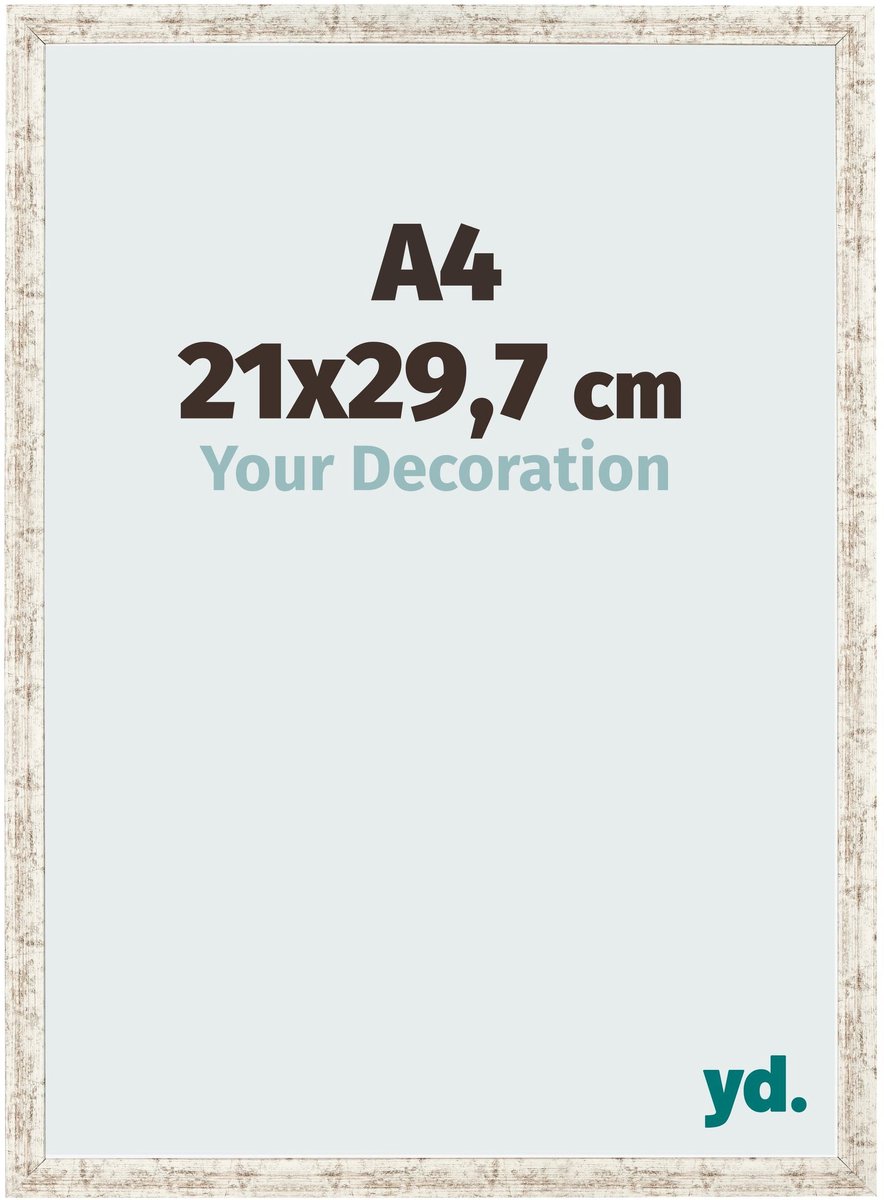 Your Decoration - Fotolijst A4 21x 29,7 cm - MDF - Wit Vintage - Bologna