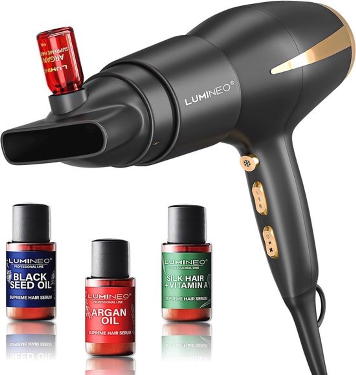 Professionele 5-in-1 Haardroger met Ionen en Haarserum Diffuser - 2400 W, Koude Knop, Krultang, en Accessoires