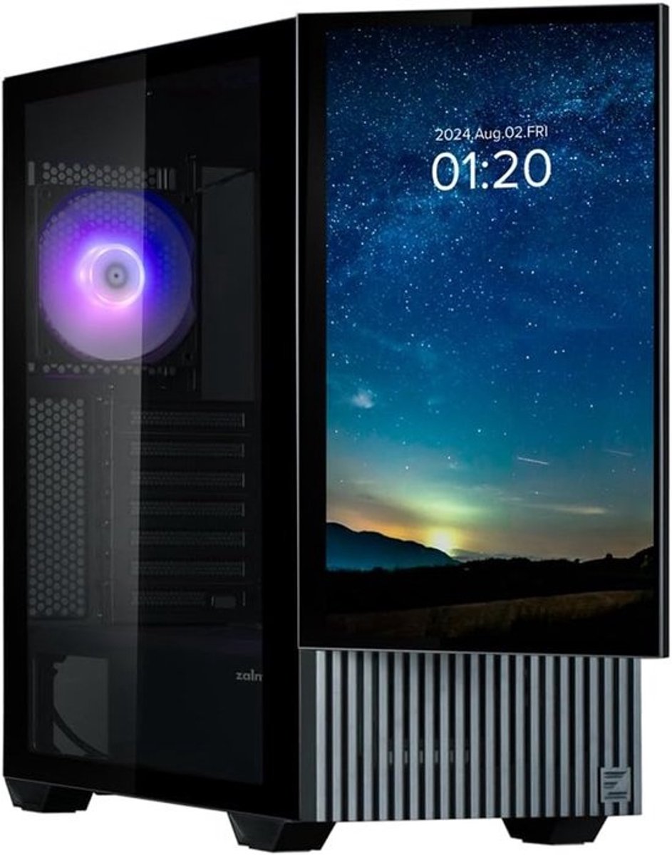 Midi Tower PC Behuizing met Geïntegreerd 15.6 Inch Display (Zwart)