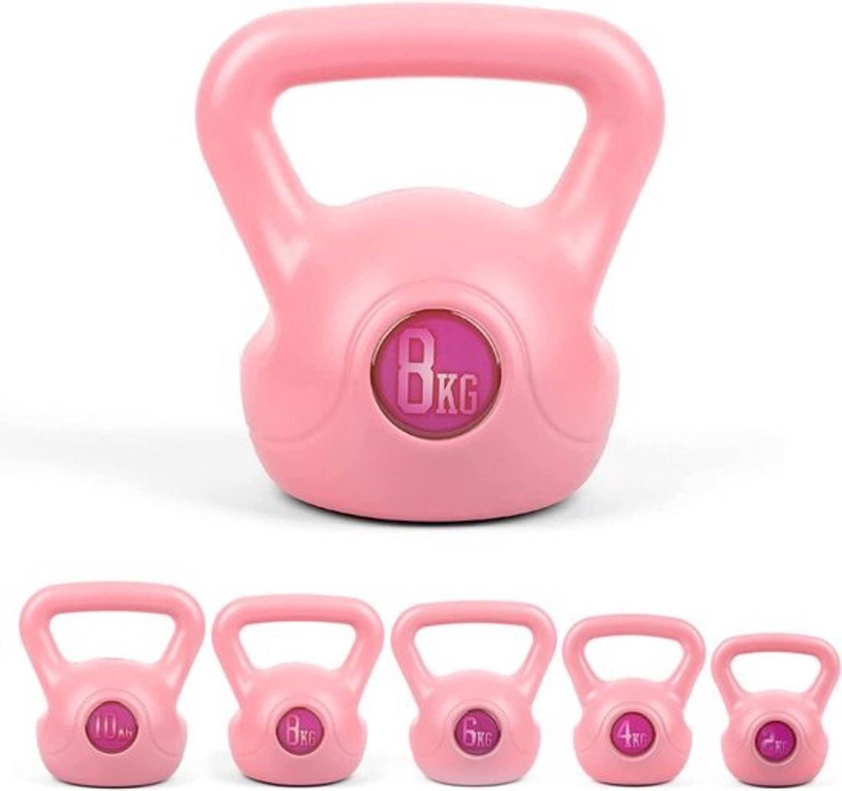 Kettlebell Vinyl - Gewicht voor oefeningen - Krachttraining thuis - Ergonomische grip - 2 kg - Roze