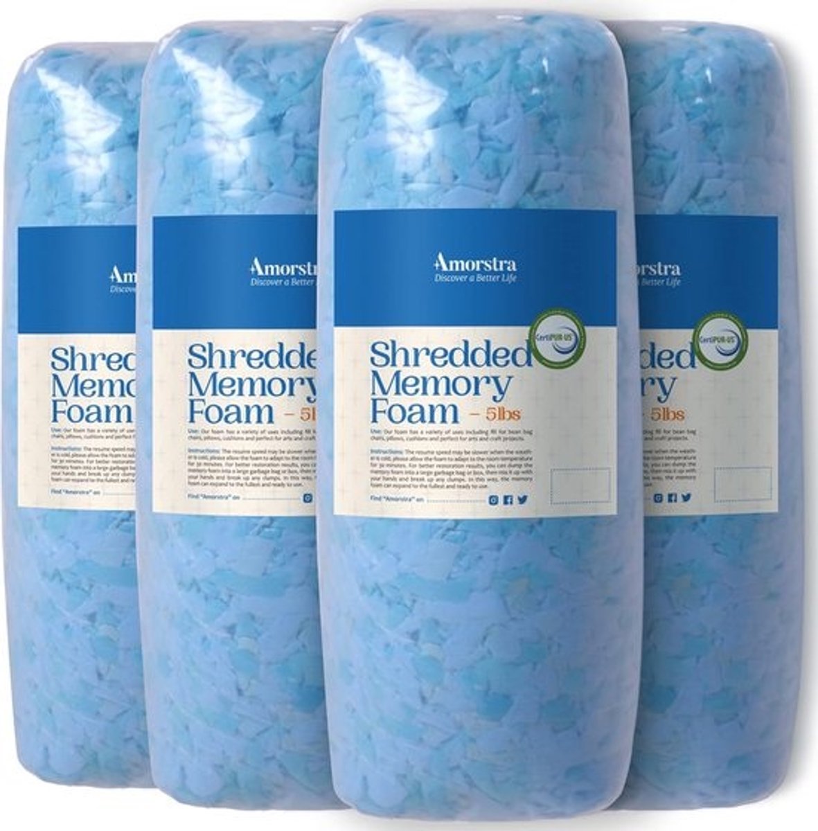 Schuimvulling - Traagschuim vlokken - Meubels opvullen - CertiPUR-US gecertificeerd - 9 kg - Blauw