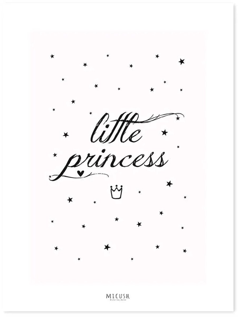 Lilipinso Poster spreuk Kleine prinses roze zwart