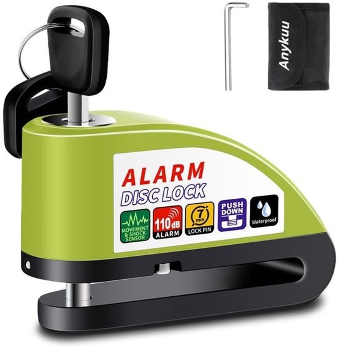 Remschijfslot met Alarm 110 dB | Waterdicht Motorslot met Herinneringskabel