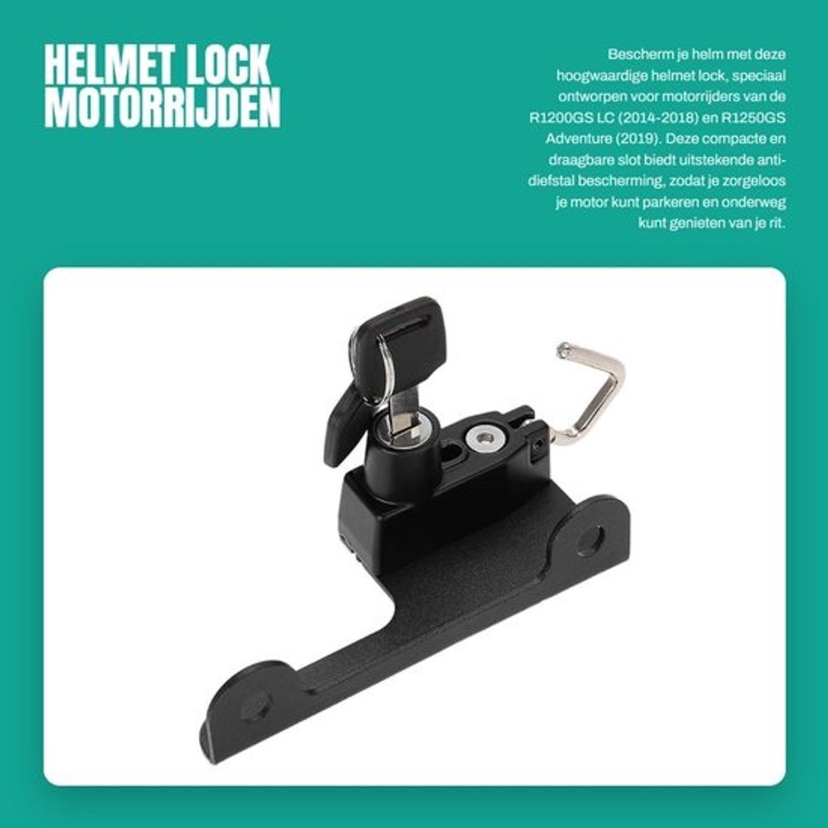 Dailygoody - Helmet Lock - Motorrijden - Anti-diefstalbescherming - Compact en draagbaar - Helmbeveiliging - Geïntegreerde sleutel - Geschikt voor R12