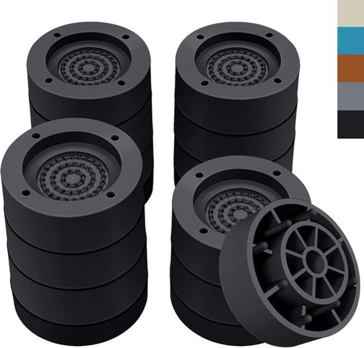 Meubelverhogers 7,6 cm - Ronde Bedverhogers Zwart (4 stuks) voor Stoel, Tafel en Bureau
